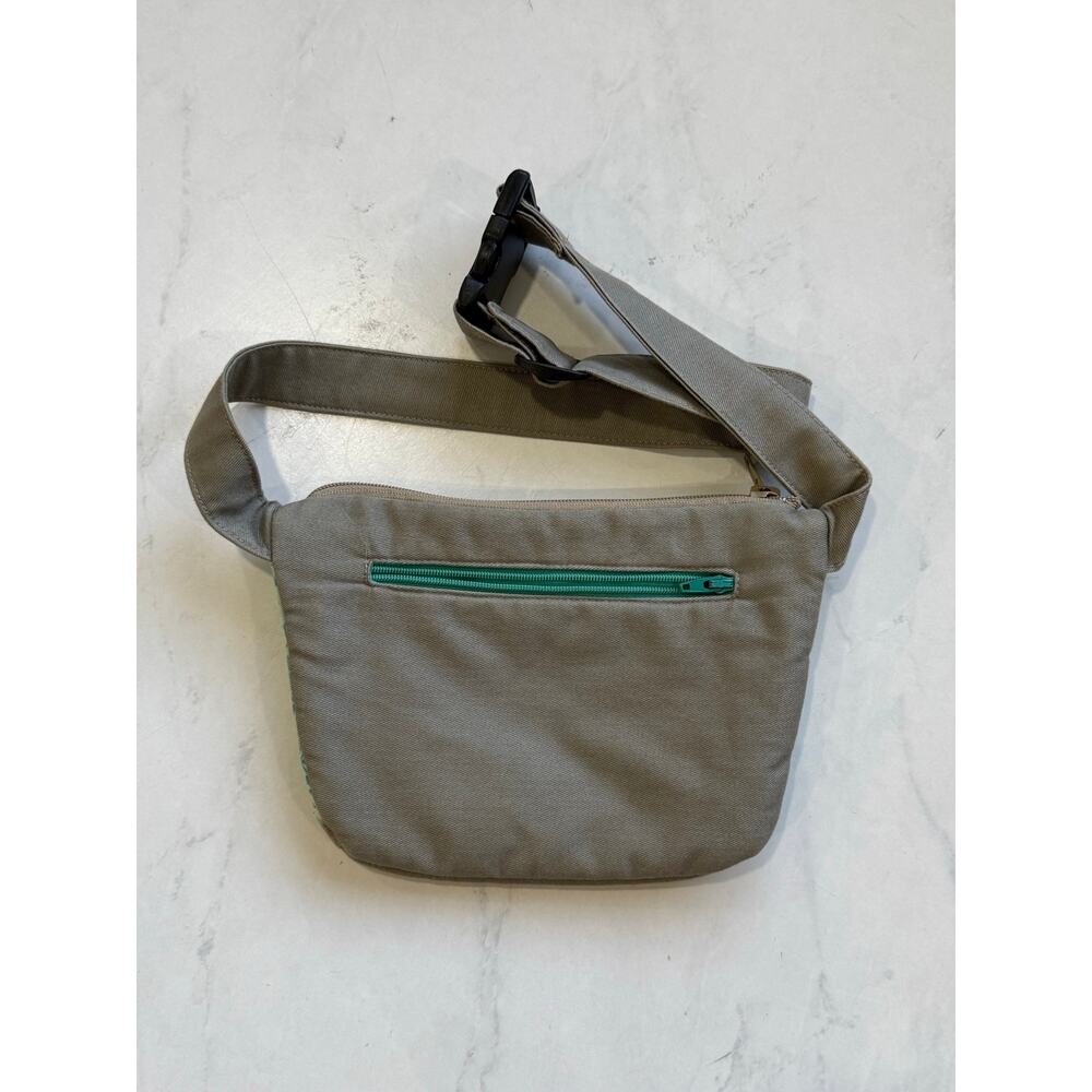 Handmade Owl Fanny Pack Belt Bag Gray Teal Floral Adjustable Waist Hip Bag - Picture 6 of 8